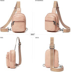 3L SMALL Sling Bag Fanny Packs For Women Men Mini Crossbody Chest Belt Travel Bag Purse Handbag Faux Leather Fashion Cute Light Grey