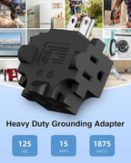 K KASONIC - 3-Outlet Grounding Adapter, Multiple Plug Outlet Extender, Power Splitter, [ETL Listed] Heavy-Duty Grounded Power Tap - 4 Pack, Black