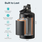 BUZIO Vacuum Insulated Stainless Steel Water Bottle 87oz (Cold for 48 Hrs/Hot for 24 Hrs) Half Gallon BPA Free Double Wall Travel Mug/Flask for Outdoor Sports Hiking, Camping, Running, Black