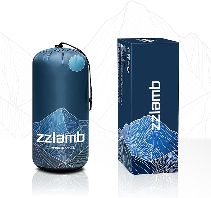 zzlamb Camping Blanket, Outdoor Lightweight Travel Blanket Puffy Portable Down Alternative, Windproof Warm Cloak with Snaps, Cozy Quilt Backpacking Picnic RV Plane Car Hammock Beach Climbing