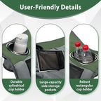 Oversized Camping Chair, Portable Folding Camping Chairs with Side Pocket, Cup Holder and Carry Bag, Heavy Duty Outdoor Camping Chairs for Adults, Fishing, Sports, Trip, up to 400lbs, Style 7