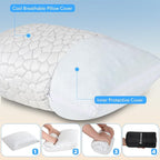 SUPA MODERN Cooling Bed Pillows for Sleeping 1 Pack Small Shredded Memory Foam Pillow Camping Travel Pillow - Compressible Medium Firm, Breathable Cover, ldeal Backpacking Hiking, Airplane and Car