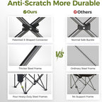 ALPHA CAMP Oversized Camping Folding Chair, Heavy Duty Support 450 LBS Steel Frame Collapsible Padded Arm Chair with Cup Holder Quad Lumbar Back, Portable for Outdoor