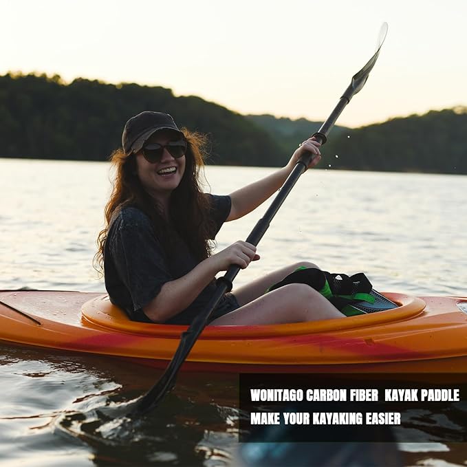 Kayak Paddle Carbon Fiber Shaft and Reinforced Nylon Blade, Adjustable Kayaking Oars, 3 Piece, 230-250 cm/90-98 Inches,210-230 cm/82-90 inches