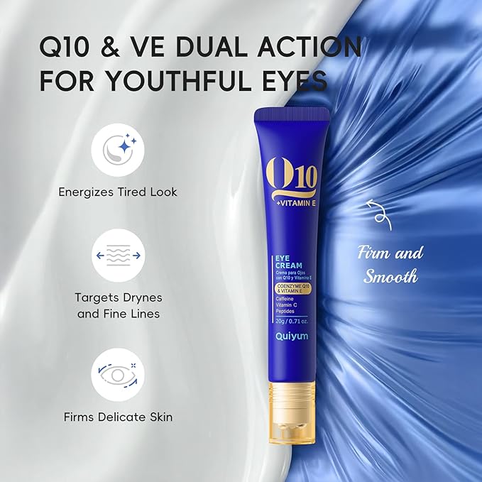 QUIYUM Q10 & Vitamin E Complete Skincare Set – 6-Step Daily Routine with Cleanser, Toner, Serum, Eye Cream, Day & Night Moisturizer – Hydrating, Firming, Radiant Skin Care Kit for All Skin Types