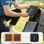 Solar Panels 10W Portable Foldable Solar Charger with 5V USB-A and USB-C Fast Charging Compatible with iPhone, iPad, Samsung, Power Banks, IPX5 Waterproof Perfect for Camping, Hiking, Outdoor