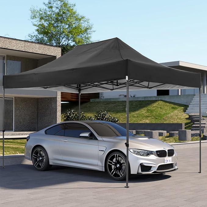 COBIZI 10x15 Pop up Canopy Tent 10x15 Canopy with 4 Sidewalls Waterproof Heavy Duty Commercial Canopy Tent for Parties Outdoor Tent Garden Gazebo Tent, Carry Bag(10x15ft, Black)