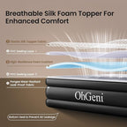 OhGeni 18" Luxury Twin Air Mattress with Built-in Pump, Inflatable Bed with Silk Foam Topper for Superior Comfort, Premium Blow-Up Mattress for Home, Camping & Guests, Easy Setup, Extra Support, Black