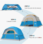 CAMPROS CP Tents for Camping 6 Person Tent Waterproof Windproof Double Layer Family Camping Tent, Easy Setup Dome Tent with Large Mesh Windows & Wider Door for Outdoor Camping & Hiking