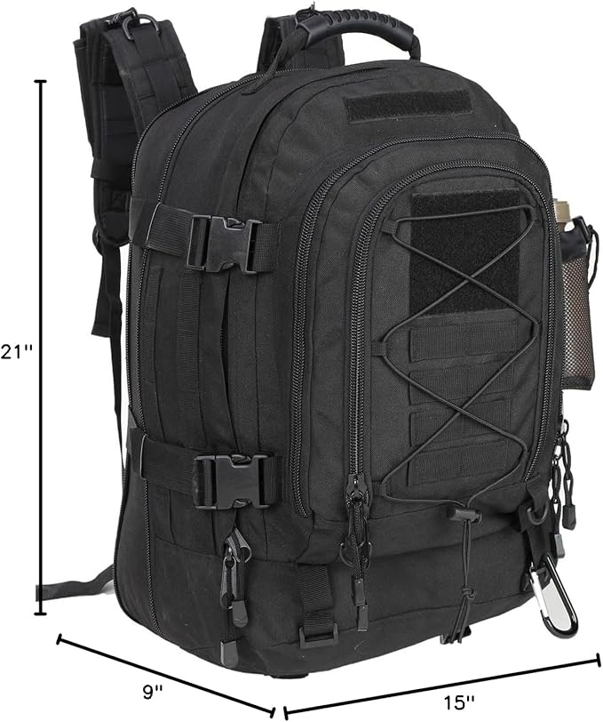 Tactical Backpack Military Hiking Daypack - Molle Backpack for Men 3 Day Assault Pack Bug Out Bag for Camping Travel Army Hunting Gym Rucksack Survival (Black)