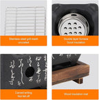 Hapivida Portable BBQ Grill, Compact Japanese Mini Barbecue Stove with Even Heat Distribution 19.5x18cm for Outdoor Cooking