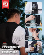 UTOBEST Running Vest for Women Men with 500ml/17oz Soft Water Bottle and LED Safety Light, 5L Phone Holder with Adjustable Belt & Ample Storage