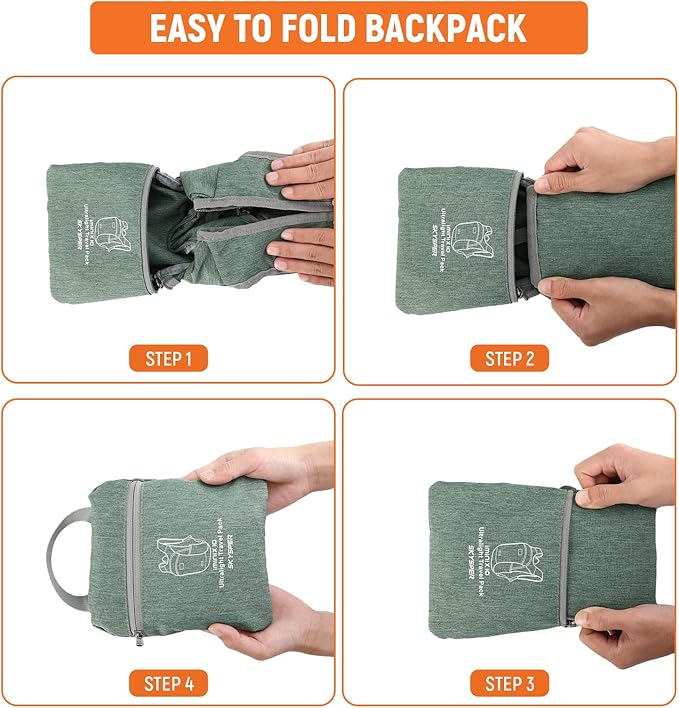 SKYSPER 10L Hiking Backpack, Foldable & Packable Lightweight Daypack for Travel, Collapsible Small Compact Hiking Backpack for Women & Men, Green