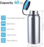Canteen Stainless Steel Water Bottle with Nested Camping Cup and Lid for Bug Out Bag, Bushcraft Gear, Metal Canteen with a Wide Mouth Water Bottle and Mess Kit