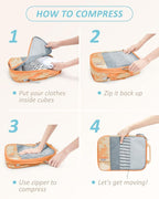 BAGSMART 6 Set /4 Set/2 Set Compression Packing Cubes for Travel, Lightweight Luggage Organizer Bags, Durable Space Saver Bags Travel Essentials