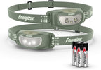 Energizer Universal Plus LED Headlamp, Lightweight Bright Headlamp for Outdoors, Camping and Emergency Light for Adults and Kids, Includes Batteries, Pack of 2