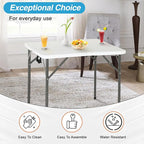FDW 34" Folding Card Table Plastic Table Portable Square Height Dining Table Perfect for Party and Parties Backyard Events, White