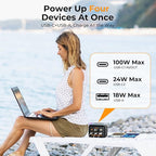 powkey Laptop Power Bank 30000mAh 100W Portable Charger PD 3.0 Fast Charging 96Wh LiFePO4 Power Station with USB-C Cable,Battery Backup for Laptop Phone Travel Camping Office Emergency Home