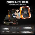 Raddy CF3 Solar Camping Fan Rechargeable, 20,000mAh Portable Fan Battery-Powered with 3W Solar Panel, USB Charging, LED Light, 6 Speeds, Oscillating for Outdoor Tent Travel Emergency