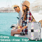 Slohif Luggage Straps for Suitcases Travel Belt Accessories Luggage Connector Identifiers Over Handle with Buckle Unique Nylon Adjustable Strap for Sleeping Bag Car Seat Purple Flower(2 Pack)