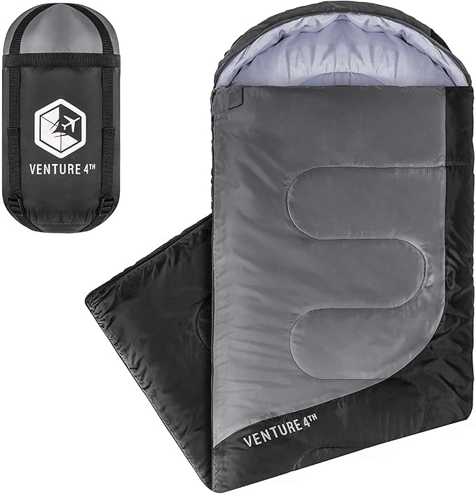 VENTURE 4TH Backpacking Sleeping Bag – XXL, Double and Single Sizes - Lightweight Warm & Cold Weather Sleeping Bags for Adults, Kids & Couples – Ideal for Hiking, Camping & Outdoor Adventures