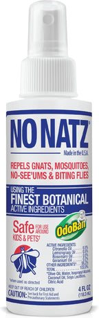 No Natz Botanical Bug Repellant, Effective for Gnat, Mosquito, and Biting Flies, Hand-Crafted and DEET-Free, Non-Greasy Formula, Made in The USA, 4 Ounce Spray Bottle