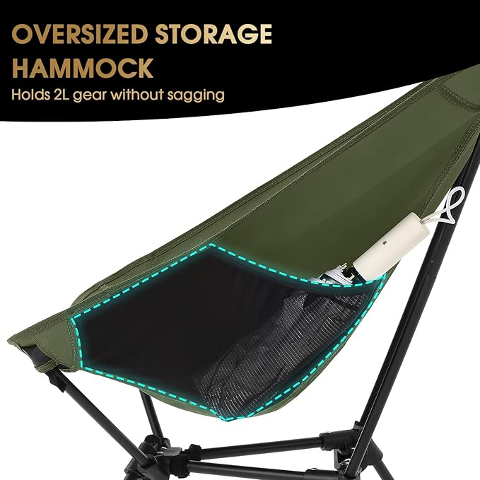 MOON LENCE Portable Snap-Lock Camping Chair, Folding Compact Chair, Lightweight Foldable Backpacking Support 330 lbs (Green)