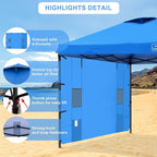 KAMPKEEPER 10x10 Pop Up Canopy Tent with Sidewall - Easy Setup Sun Shelter, Outdoor Shade with Vented Roof for Backyard | UV & Rain Portable Instant Camping Beach Canopy Tents (Light Blue)