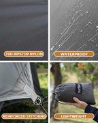 Sunyear Hammock Rain Fly Waterproof - Premium Hammock Tarp with Doors to Stay Warm and Dry in All Seasons | Portable and Lightweight Camp Rain Fly with All Installations Included | 11 Ft / 2lbs