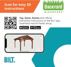 Backyard Discovery Arlington 12' x 12' Cedar Wood Outdoor Gazebo Pavilion with Hardtop Galvanized Steel Peak Roof, Snow Support, Wind Resistance, PowerPort, Shade for Garden, Patio, Deck, Entertaining