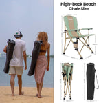 XGEAR Camping Chair Hard Arm High Back Lawn Chair Heavy Duty with Cup Holder, for Camp, Fishing, Hiking, Outdoor, Carry Bag Included
