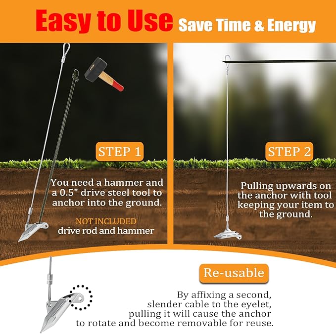 30 Inch Earth Anchors,1000LBS Ground Earth Anchors for Trapping ，Securing Camping Tents， Sheds ，Swing Set Green House Easy to Use (20 Pack)