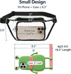 Veckle Clear Fanny Pack Stadium Approved - Adjustable 33-47 Inch Strap, Transparent Belt Bag for Women Men Fits 7.5-inch Smartphone, Waist Bag Clear Bag for Sport Events, Concerts, 2-Pack Black