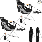 KingCamp Hammock Chair with Footrest, Swinging Portable Folding Camping Chairs for Adults MAX 440lbs Heavy Duty Foldable Oversized Rocker with Cup Holder Pillow for Outdoor Beach Patio Sport Lawn