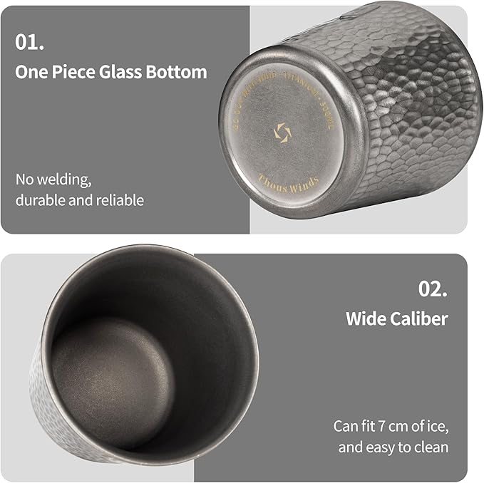 Double Wall Titanium Mug, Thickened 300ml Camping Cup, Anti-scald Camping Coffee Water Mug for Outdoor Hiking Backpacking,10 oz, Bark Grain