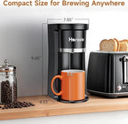 Single Serve Coffee Maker, Fast Brew One Cup Coffee Machine for K Cup and Grounds, 6 to 12 oz. Brew Sizes, Capsule Coffee Machine with Descaling Reminder and Viewing Tank, Black