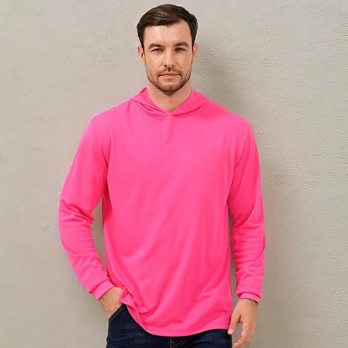 ProtectX High Visibility Sun Protection Lightweight Long Sleeve Hoodie, UPF 50+ Quick-Dry, SPF UV Shirt, Active Wear