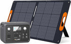 ALLWEI 300W/256Wh LiFePO4 Solar Generator with 100W Solar Panel Included, Portable Power Station with AC Outlet USB Port, Solar Powered Battery Generator for Outdoor Camping, Home Backup, Power Outage