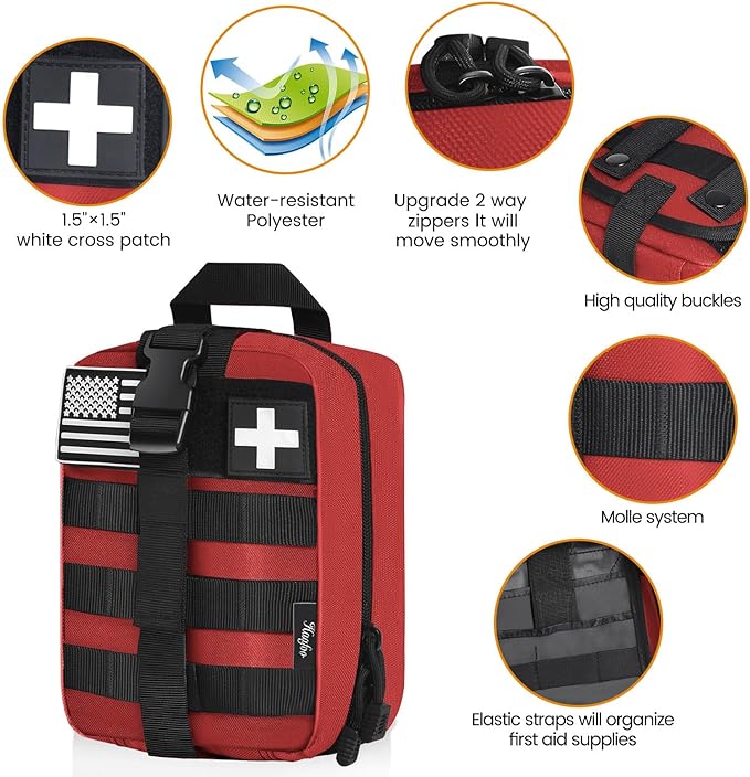 Medical Molle Pouch Tactical - 1000D Nylon First Aid Pouch, Big Capacity EMT Pouch Utility, Heavy Duty Military Grade Rip-Away Ifak Pouch for Home and Outdoor Activities（Bag Only