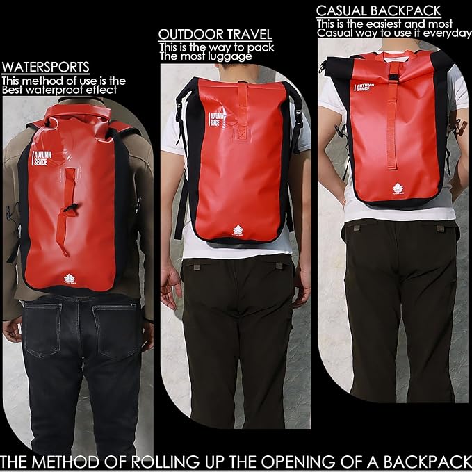 Dry Bags Waterproof Backpack,Waterproof backpack for Water sports,boating,Floating,hiking, camping and other outdoor activities 25L.(Red)