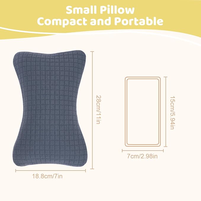 vocheer 11x7in Mini Travel Pillow, Small Pillows for Sleeping, Tiny Pillows for Neck, Wrist, Lumbar and Knee, Pets Pillow, Cotton, Cover Removable, Machine Washable (Navy Blue-2PC)