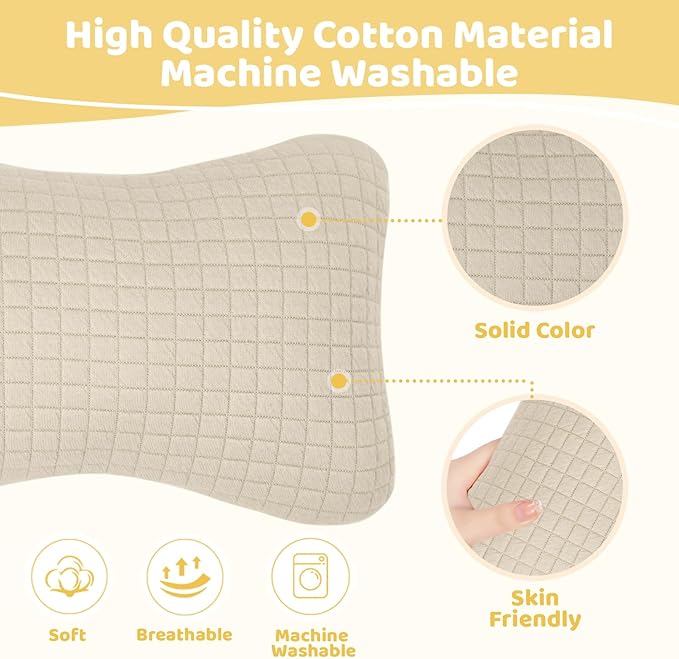 vocheer 11x7in Mini Travel Pillow, Small Pillows for Sleeping, Tiny Pillows for Neck, Wrist, Lumbar and Knee, Pets Pillow, Cotton, Cover Removable, Machine Washable (Dark Beige-1PC)