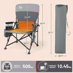 TIMBER RIDGE Oversized 2 Pack Heated Camping Chair for Outdoor Sports, High Back Padded Lawn Chair for Adults Support Up to 500lbs with Cup Holder, Side Pocket(Power Bank not Included)