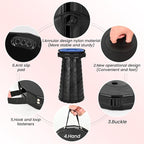 2 Pack Upgraded Collapsible Stool Folding Stool with Cushion,Retractable Folding Stool Max Load Capacity 400lbs, Portable Telescoping Stools for Camping Hiking Outdoor BBQ -Black