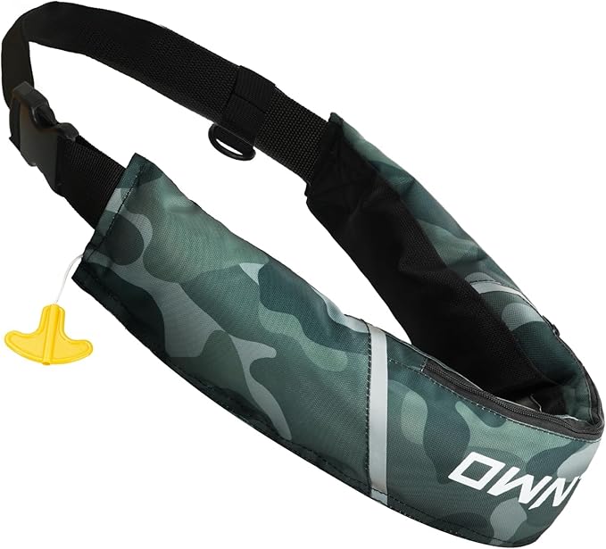 Owntop Manual Inflatable Belt Pack, Adults Swim Jacket with Blowpipe & Whistle, 24g CO2 Cylinder Included, Low Profile for Kayaking, Fishing, Paddle Sports