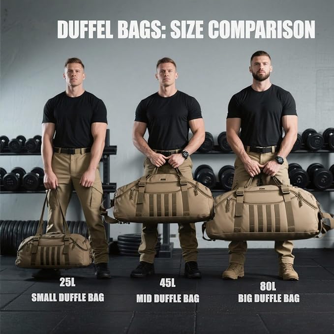Miramrax Travel Duffle Bag Backpack for Men - Large Tactical Bags Weekender Gym Bag for Overnight Traveling Military Workout Deployment Sports (Coyote, 25L)