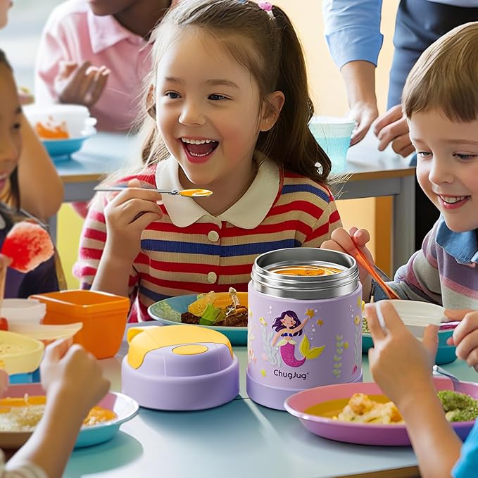 15 oz Soup Thermo for Hot Food Kids Insulated Food Jar with Spoon, Lunch Thermo Container, Width Mouth Vacuum Stainless Steel Food Thermo for School Travel, Leakproof, Easy to Open(Purple