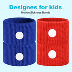 Motion Sickness Bands for Kids, Travel Sickness Relief Wristbands, Anti-Nausea Bands for Morning Car Sea Sickness(Blue/Red)