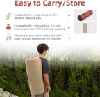 INVOKER 3.15" Self-Inflating Camping Sleeping Pad, Ultra-Thick Foam Fast Inflating Camping Mat Air Mattress with Pillow, 4-Season Insulated for Tent, Car, Camping, Travel, Khaki with Pink-Orange