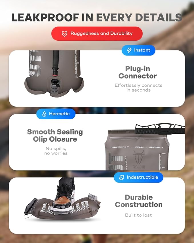 UTOBEST Hydration Bladder,TPU Water Bladder,Water Bladder for Hiking Backpack,BPA Free,Wide Opening,Leak-Proof,Water Reservoir for Hiking Cycling Camping Running